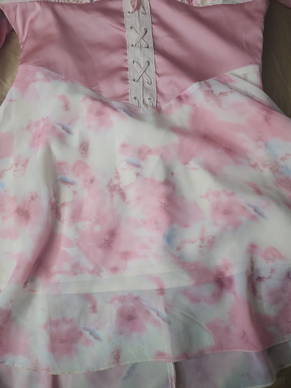 Cider Pink and White Watercolor Asymmetrical Dress